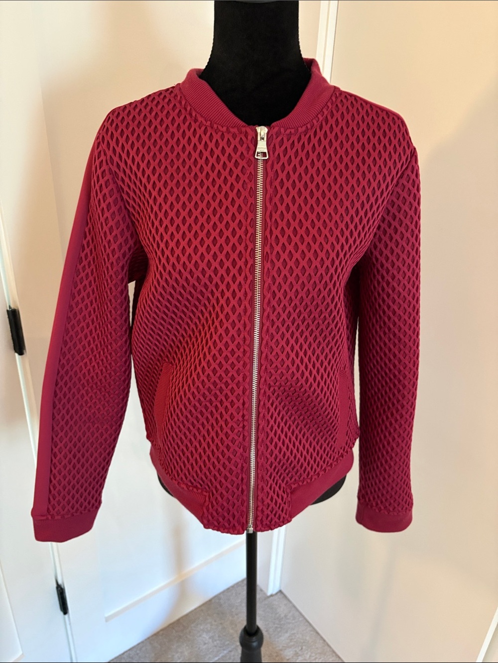 Madden Girl Fuchsia Mesh Bomber Jacket